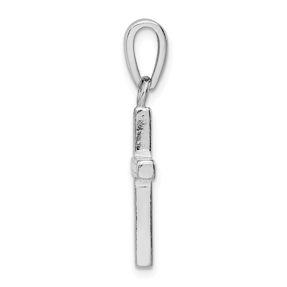 Kazi Luxury Sterling Silver Rhodium-plated White Lab Created Opal Cross Pendant - Picture 2 of 3